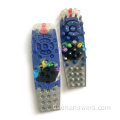 Conductive electronic silicone remote control keypad buttons.